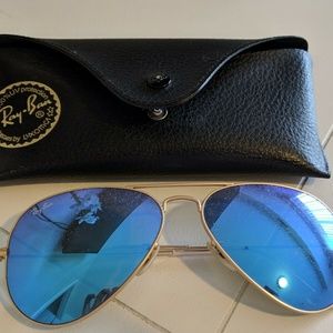 Ray Ban Aviator Flash Lenses Gold Blue Flash